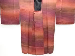 未使用品　変わり横段織り出し暈しリバーシブルロング道行コート